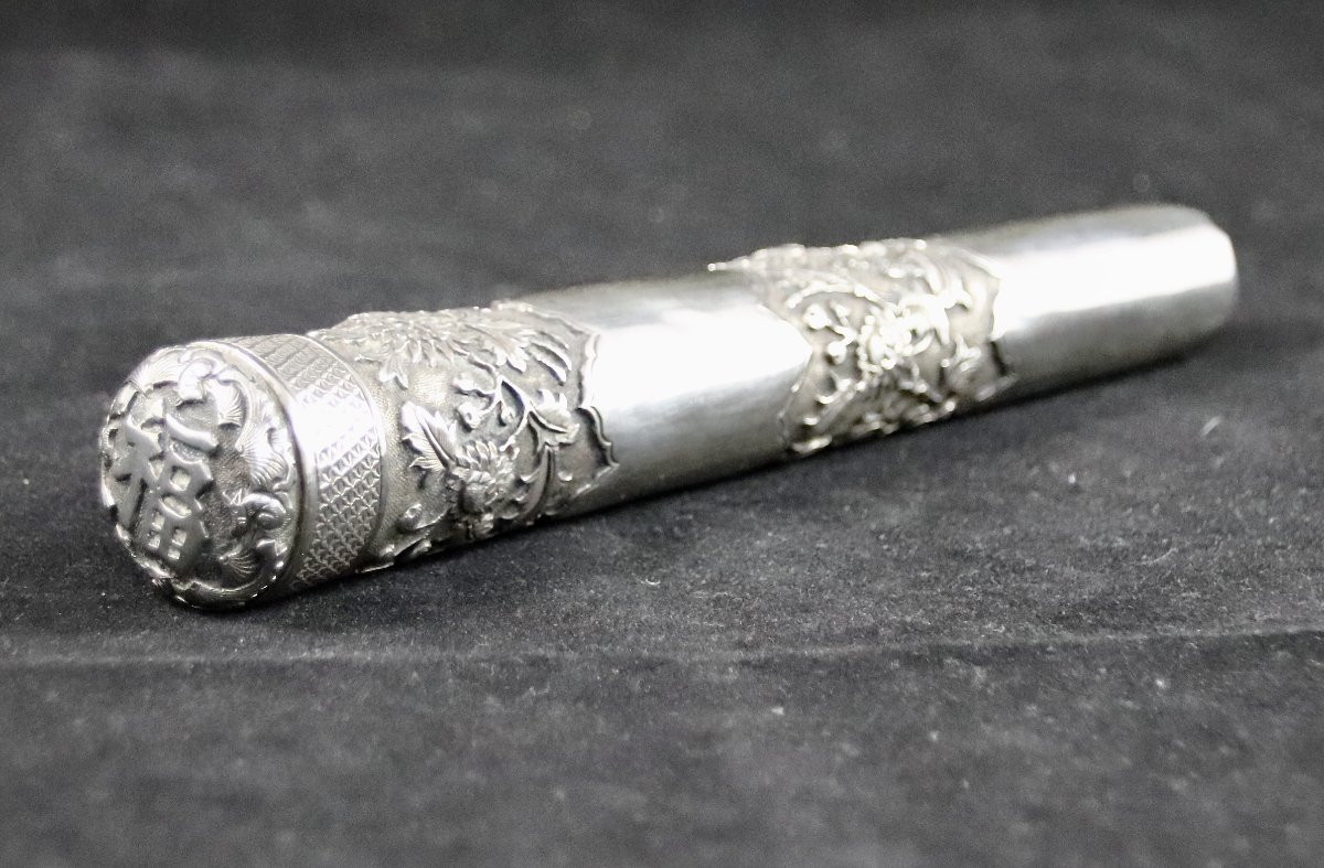 Pommeau De Canne En Argent Indochine XIXème -photo-1