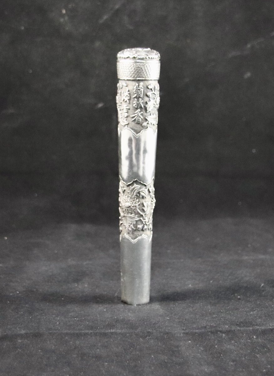 Pommeau De Canne En Argent Indochine XIXème -photo-3