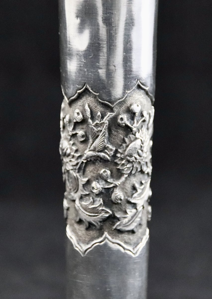 Pommeau De Canne En Argent Indochine XIXème -photo-6