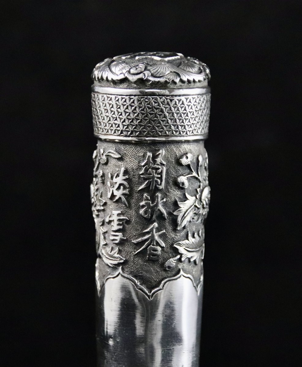 Pommeau De Canne En Argent Indochine XIXème -photo-7