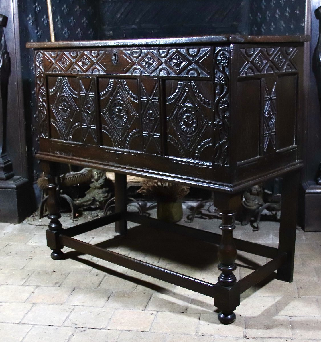 English Oak Chest From The 17th Century -photo-8