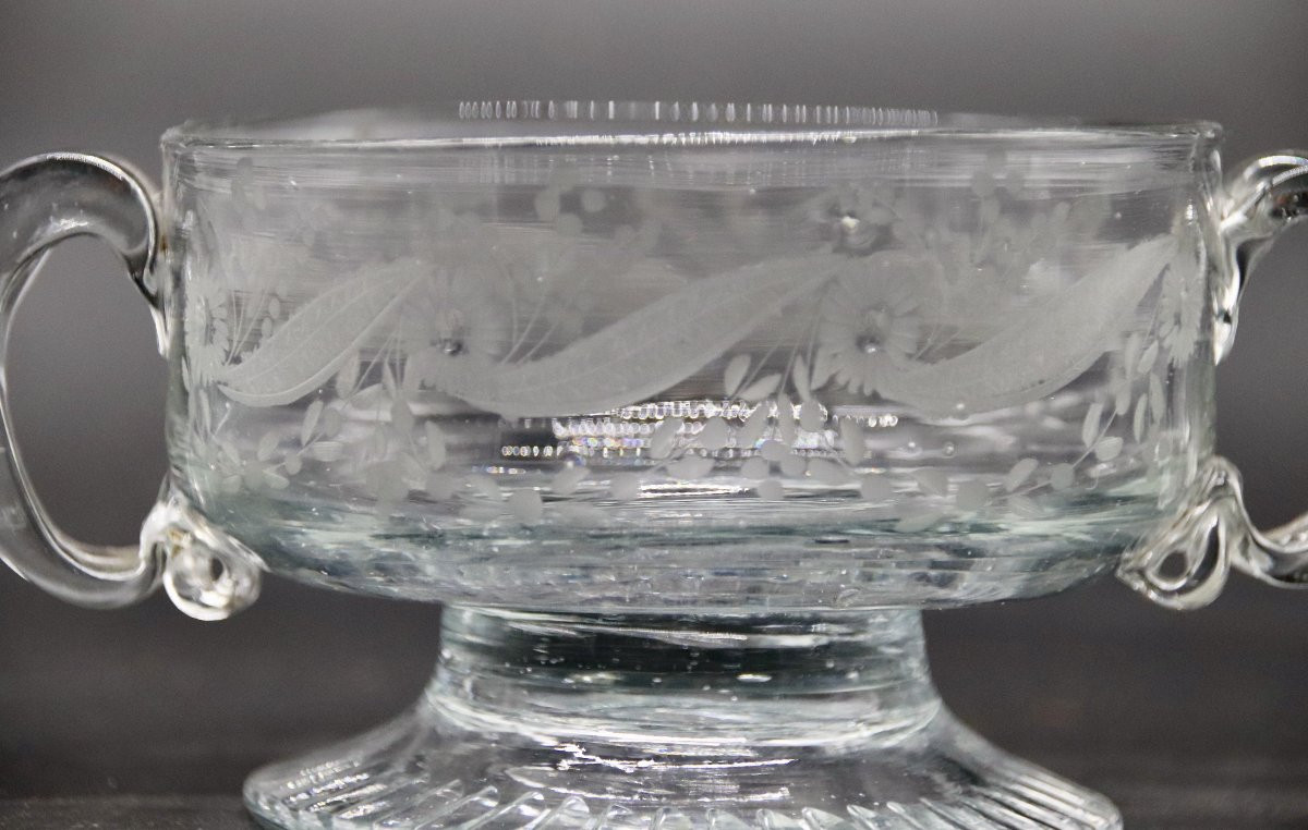18th Century Engraved Glass Fruit Bowl -photo-4