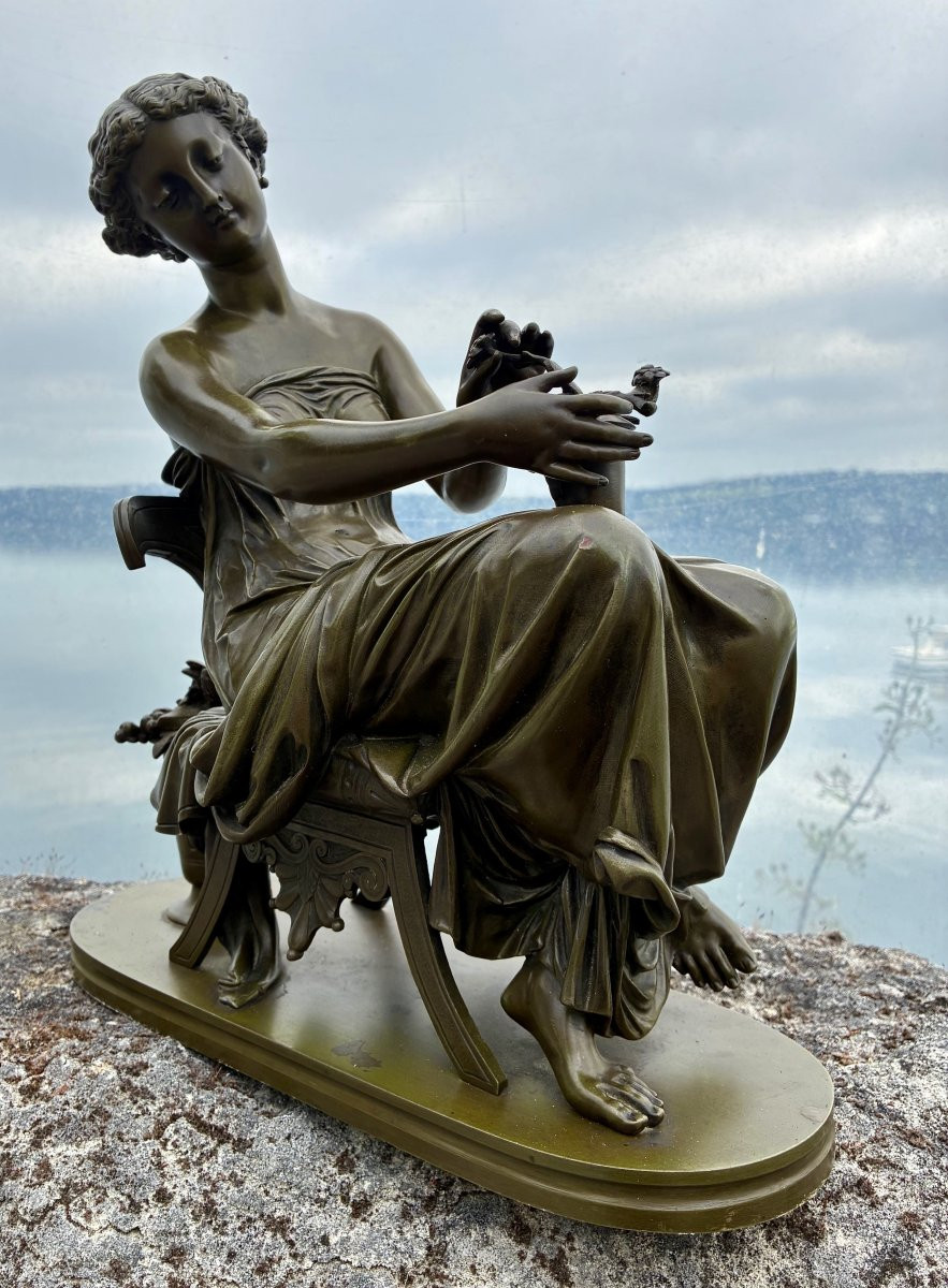 19th Century Bronze Of Nimphe By Pierre-henri Dumaige -photo-4