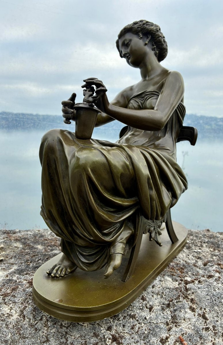 19th Century Bronze Of Nimphe By Pierre-henri Dumaige -photo-7