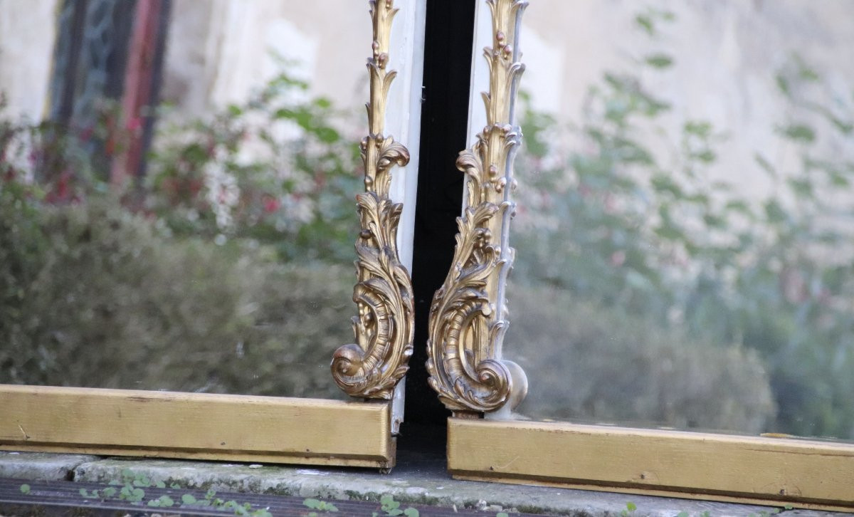 Grande paire de miroirs fin XIXème en bois doré-photo-2