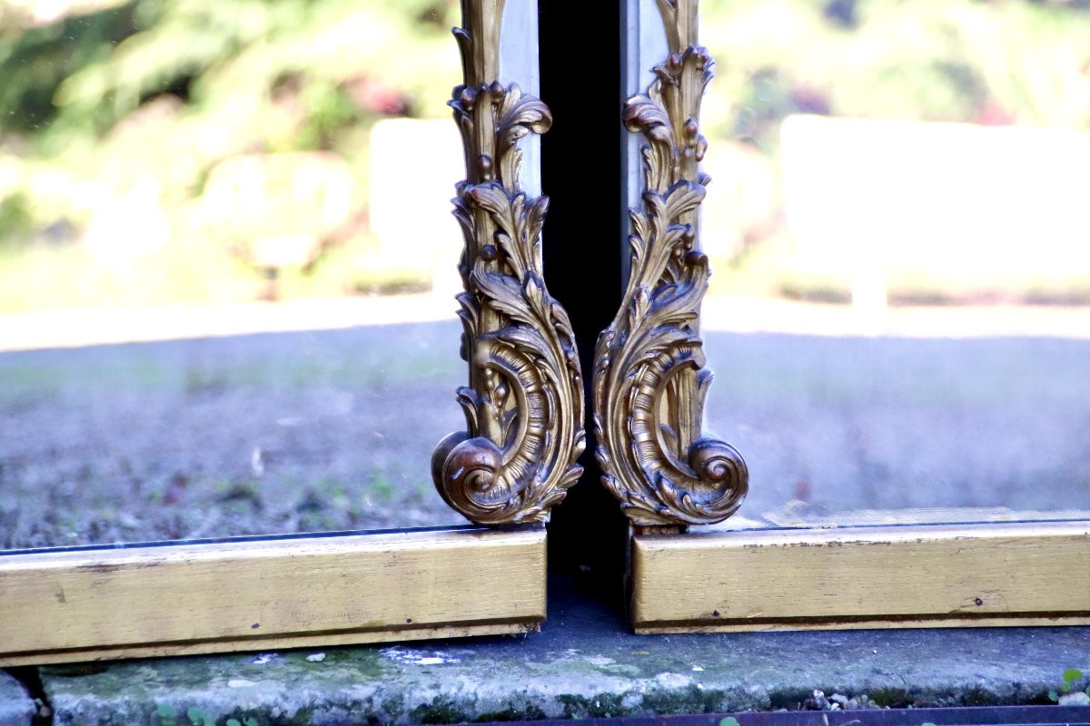 Grande paire de miroirs fin XIXème en bois doré-photo-4