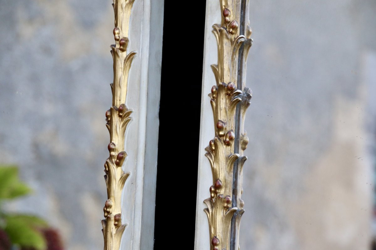 Grande paire de miroirs fin XIXème en bois doré-photo-5