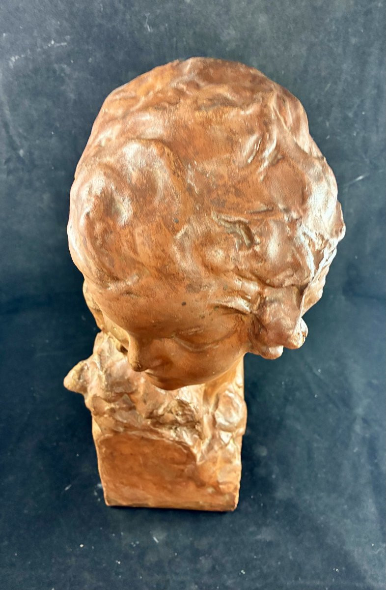 Terre cuite d'un buste de jeune femme par Amédéo GENNARELLI -photo-7