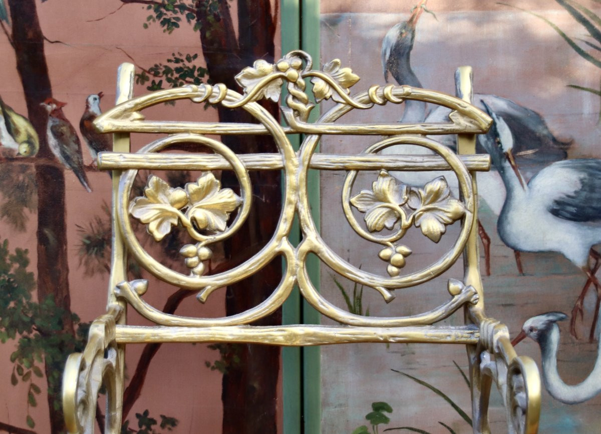 20th Century Outdoor Armchair In Brass With Plant Motif-photo-4