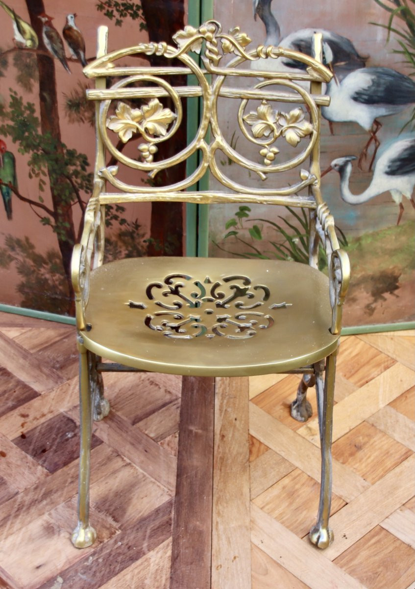 20th Century Outdoor Armchair In Brass With Plant Motif-photo-1