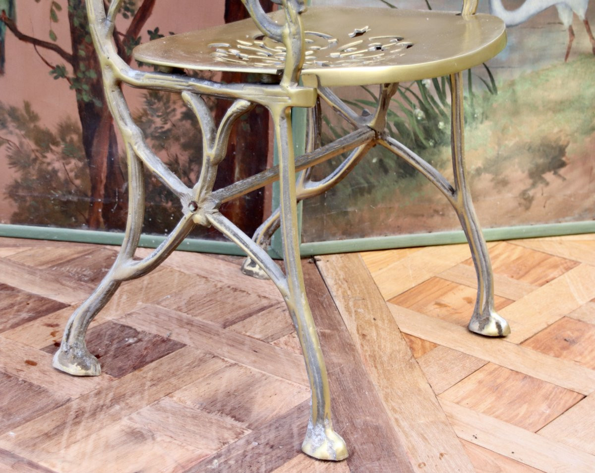 20th Century Outdoor Armchair In Brass With Plant Motif-photo-2