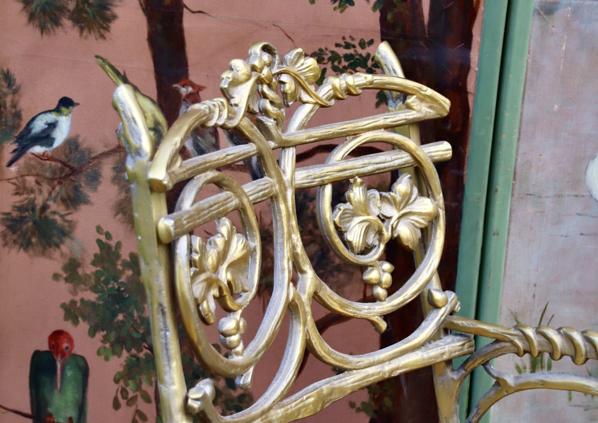 20th Century Outdoor Armchair In Brass With Plant Motif-photo-4
