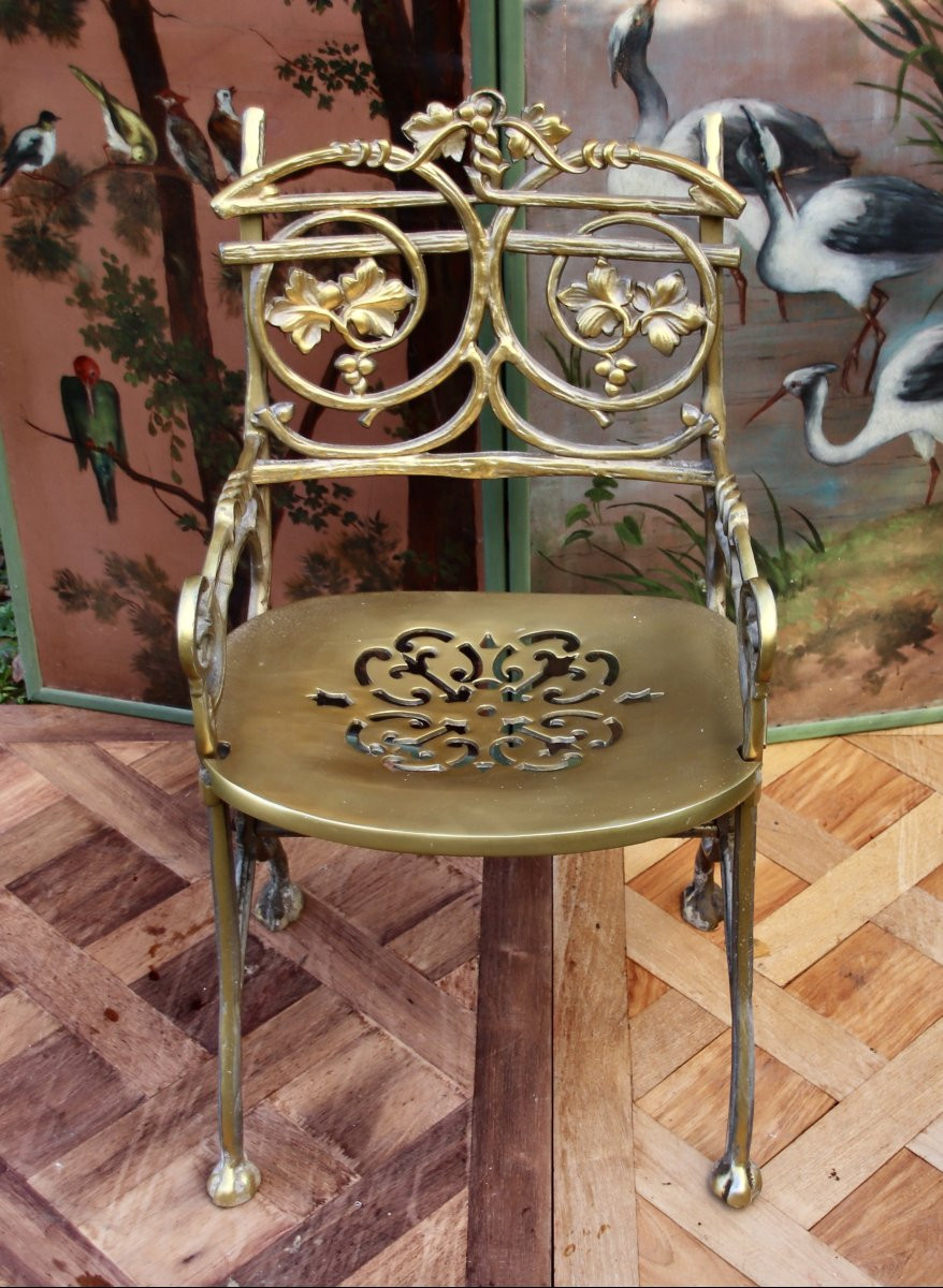 20th Century Outdoor Armchair In Brass With Plant Motif-photo-5