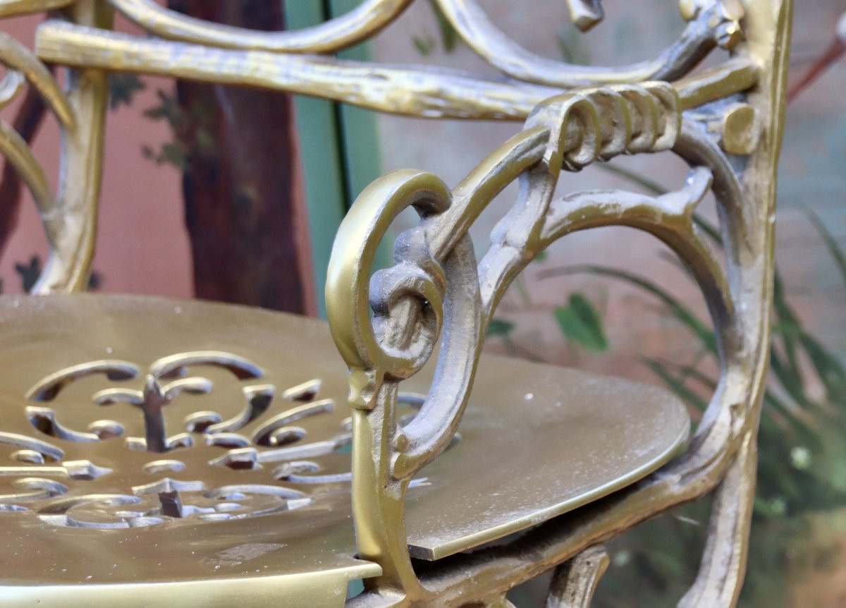 20th Century Outdoor Armchair In Brass With Plant Motif-photo-6