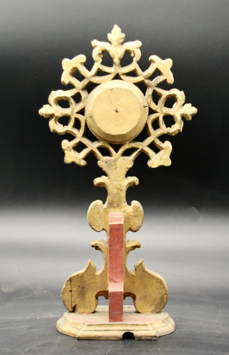 Reliquary Monstrance St Felicissimi 18th Century In Gilded Wood -photo-7