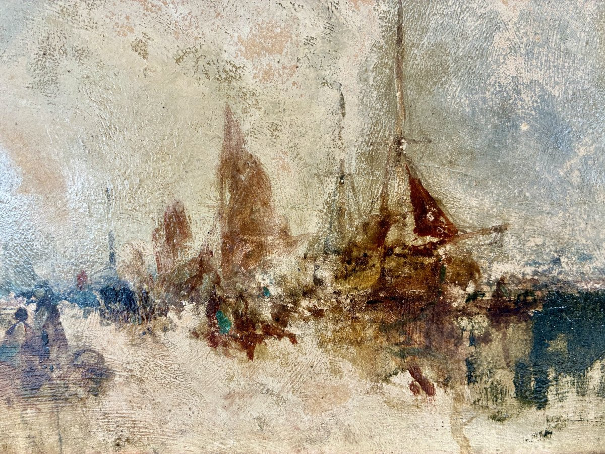 peinture de J.E. KARNEC le port de Fécamp-photo-2