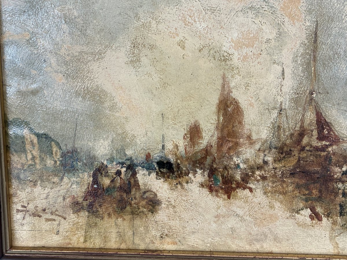 peinture de J.E. KARNEC le port de Fécamp-photo-1