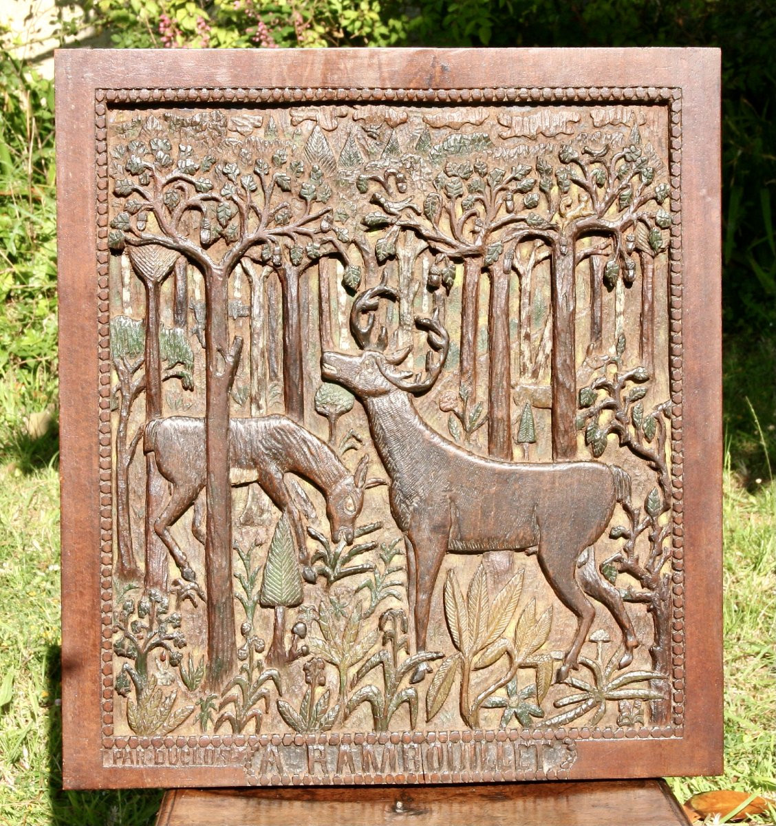 Paire de panneaux en bois sculpté polychrome de DUCLOS-photo-2