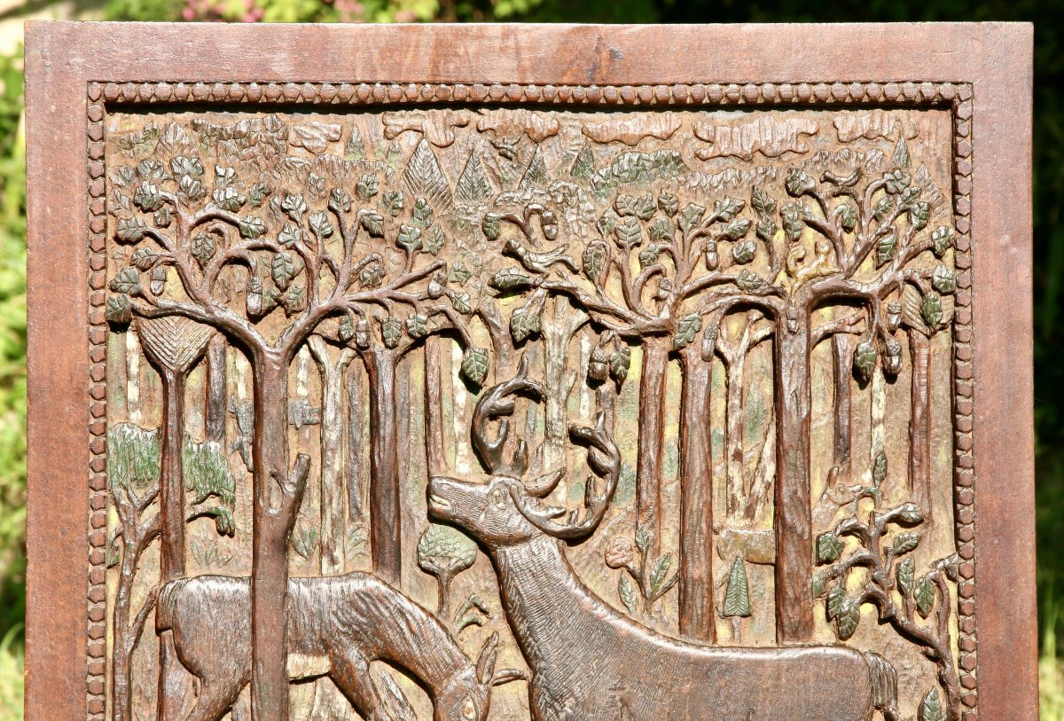 Paire de panneaux en bois sculpté polychrome de DUCLOS-photo-3