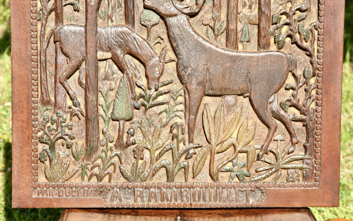 Paire de panneaux en bois sculpté polychrome de DUCLOS-photo-4