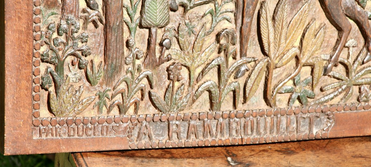 Paire de panneaux en bois sculpté polychrome de DUCLOS-photo-1