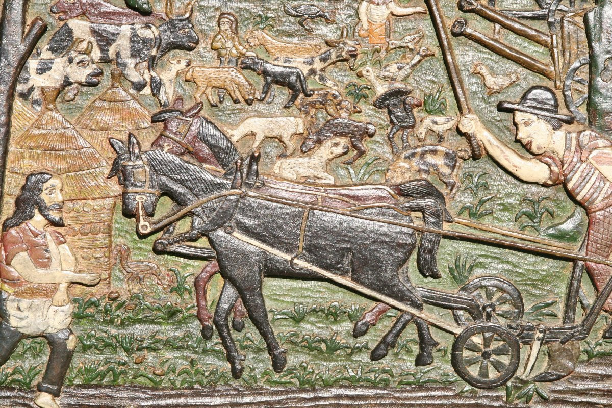 Paire de panneaux en bois sculpté polychrome de DUCLOS-photo-4
