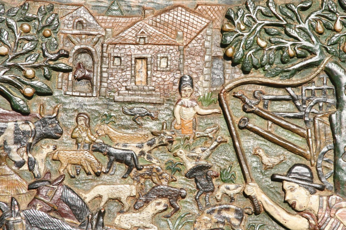 Paire de panneaux en bois sculpté polychrome de DUCLOS-photo-6