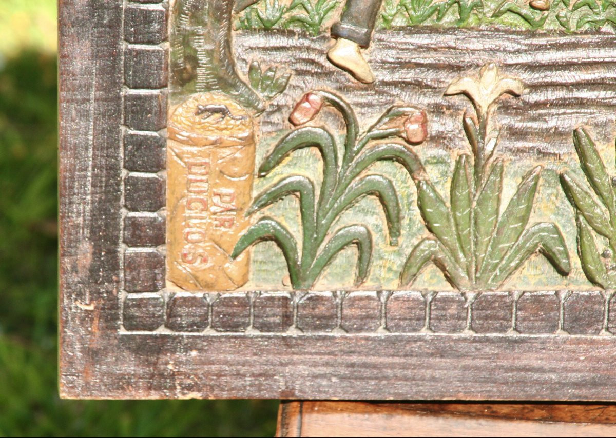Paire de panneaux en bois sculpté polychrome de DUCLOS-photo-7