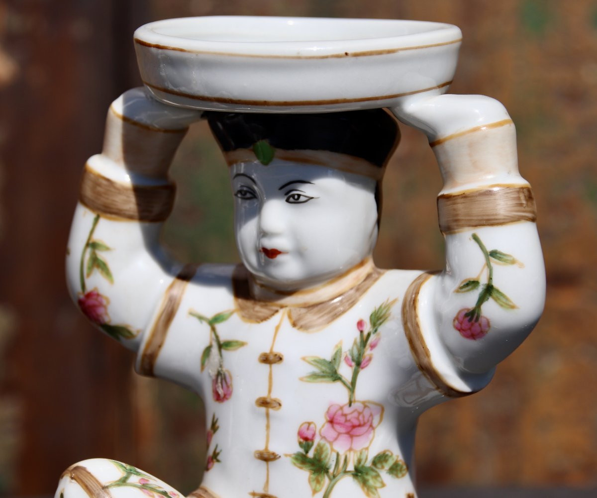 paire de salerons extrème orient XXéme en porcelaine -photo-4