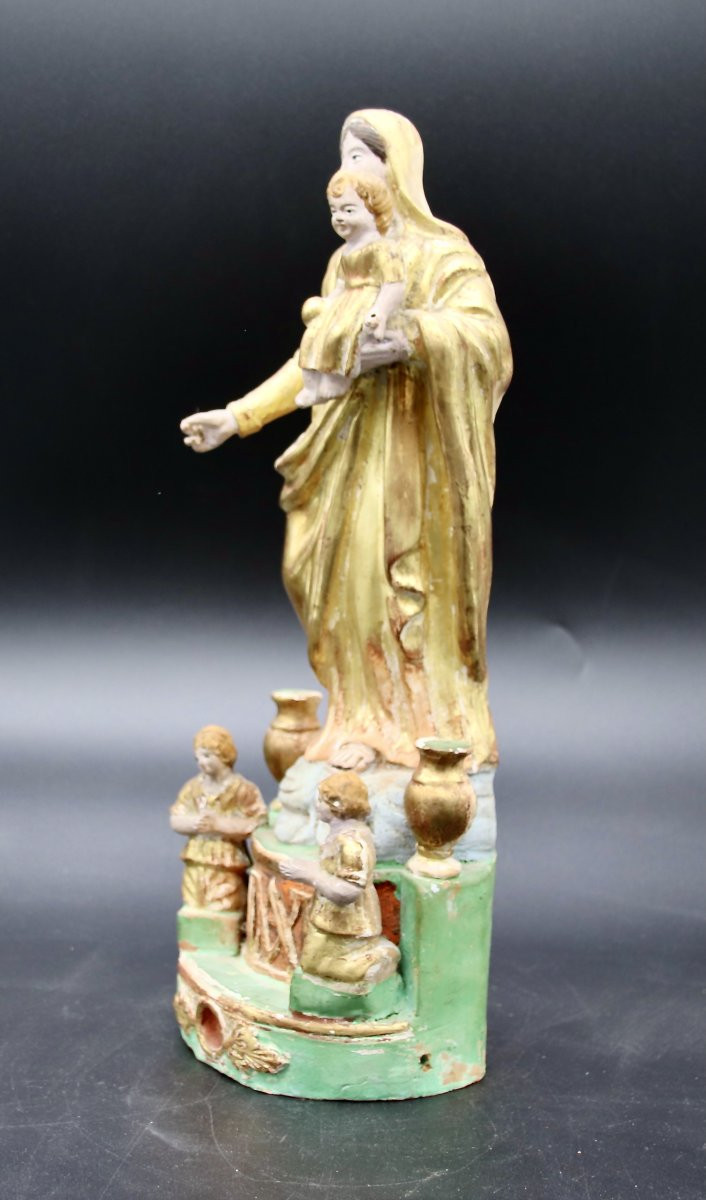 santibelli XIXème vierge à l'enfant à l'urne-photo-3