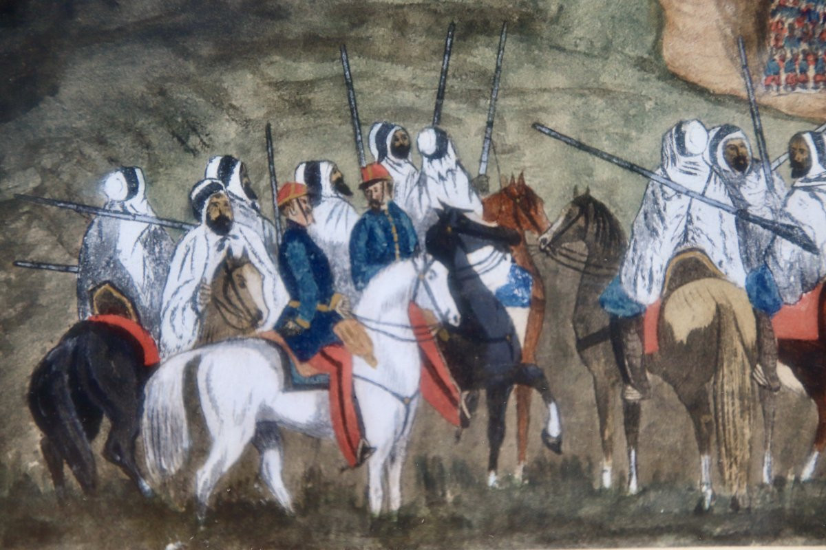 dessin aquarellé de la prise de Laghouat par J. PARIS -photo-4