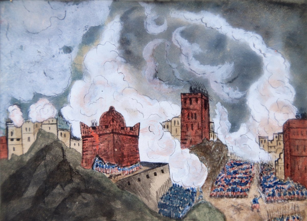 dessin aquarellé de la prise de Laghouat par J. PARIS -photo-2