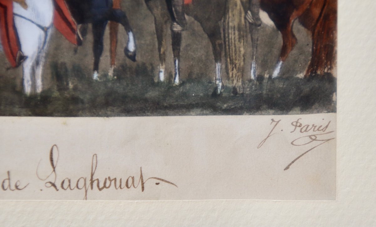 dessin aquarellé de la prise de Laghouat par J. PARIS -photo-4