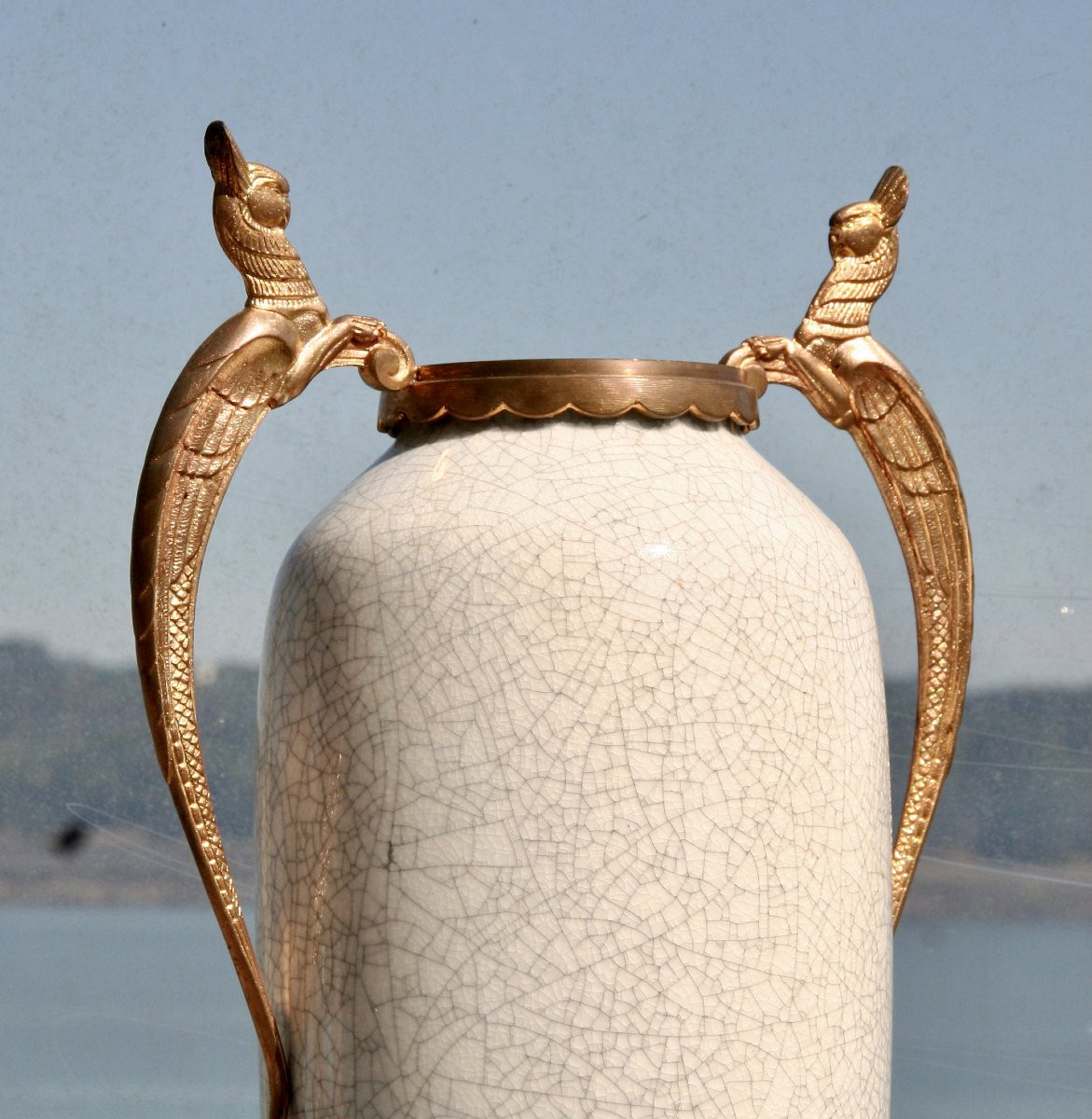 grande paire de vases en céladon début XXème monture en bronze-photo-4