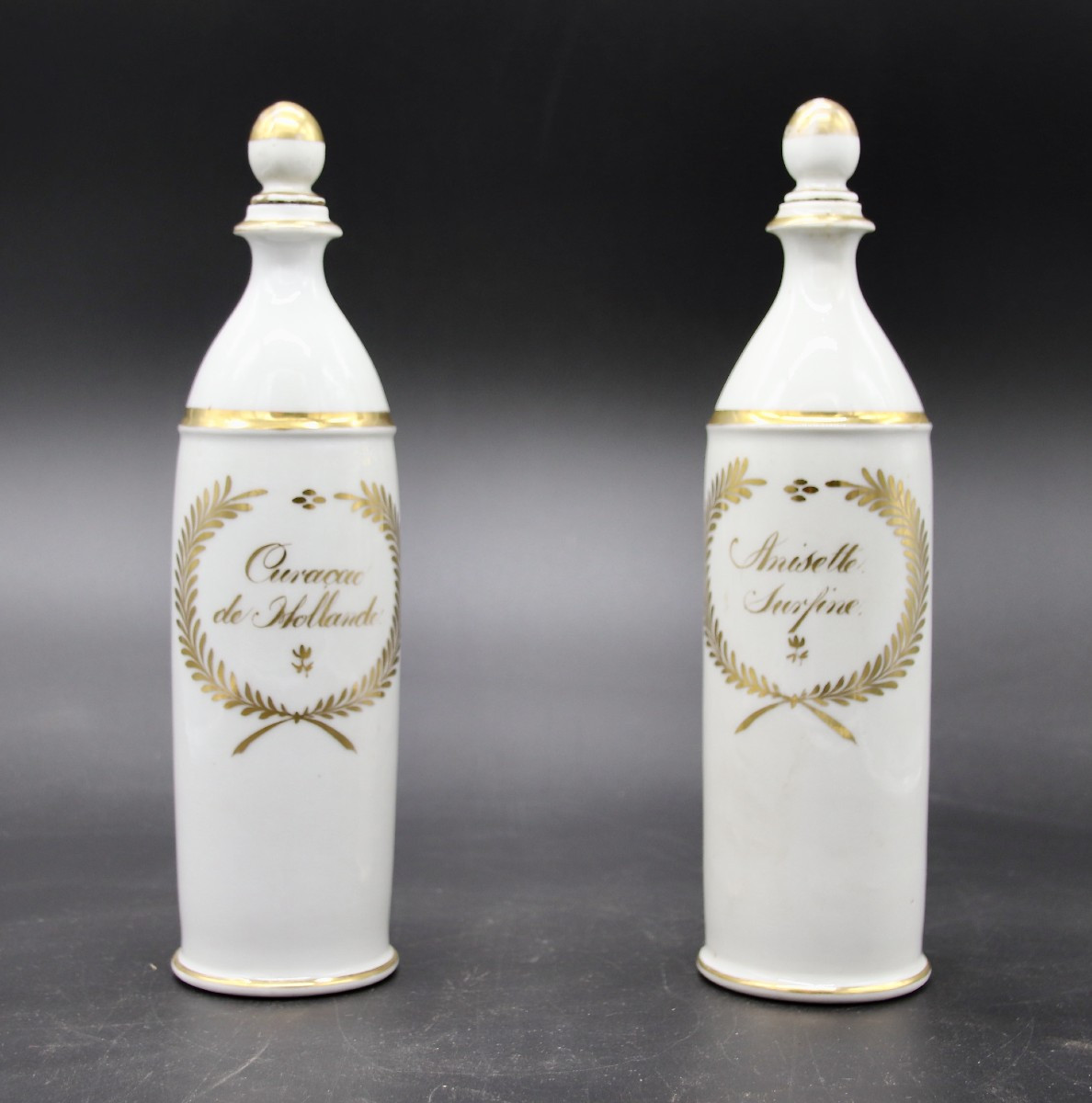 Pair Of 19th Century Medicinal Bottles In Paris Porcelain 
