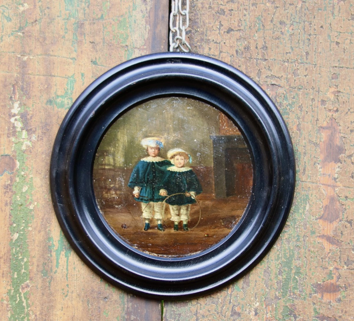 19th Century Painting "children's Game" -photo-1