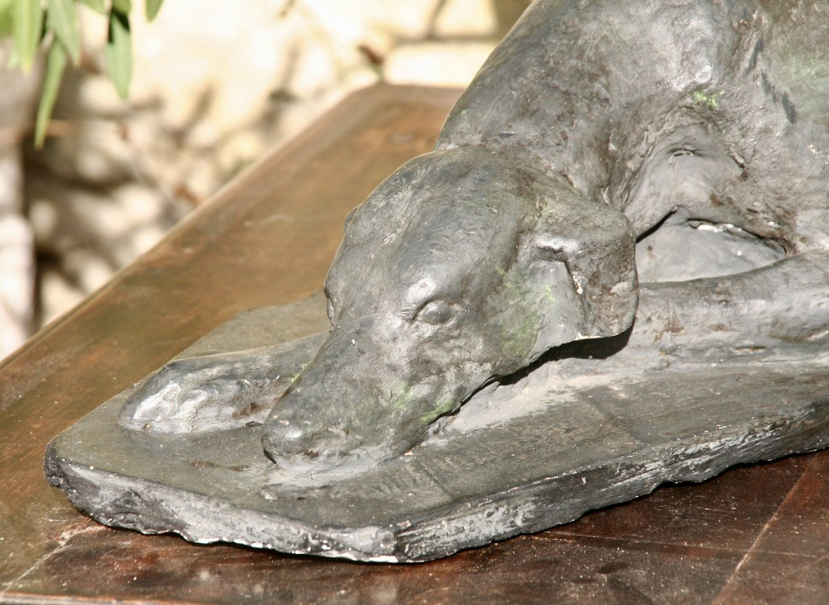 Art Deco Plaster Greyhound Sculpture -photo-1
