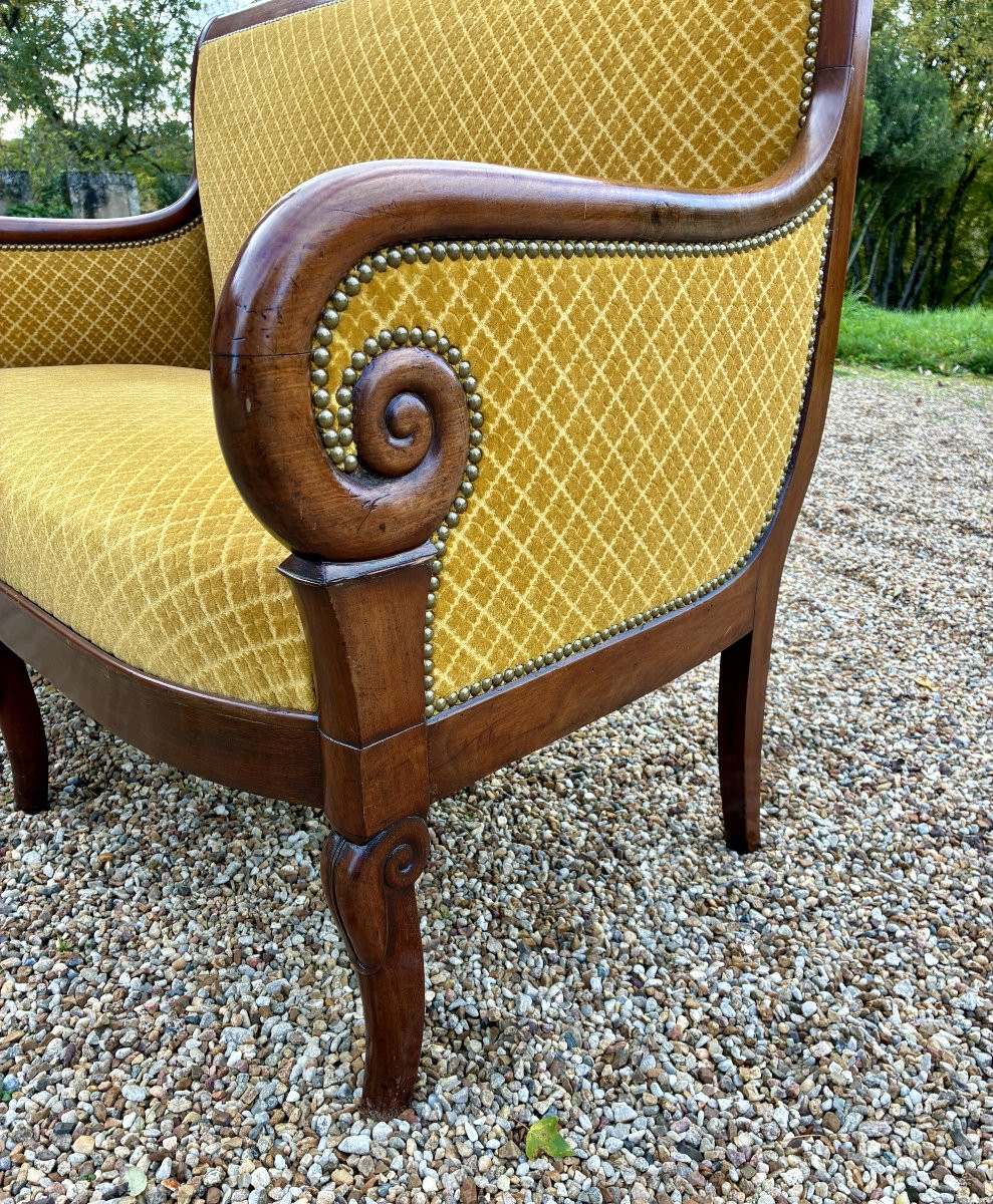 19th-century Restored Living Room With 1 Bench And 4 Mahogany Armchairs-photo-6