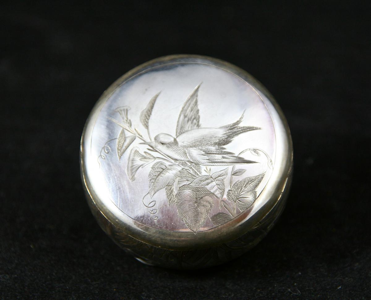 Powder Box Art Nouveau Silver & Vermeil-photo-3