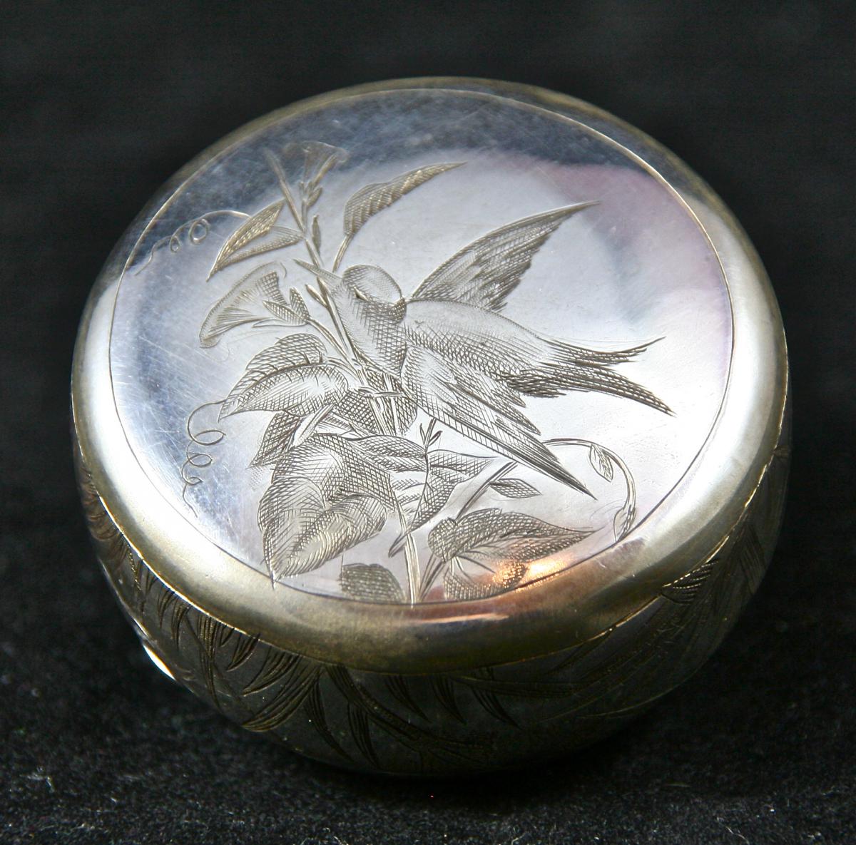 Powder Box Art Nouveau Silver & Vermeil-photo-4