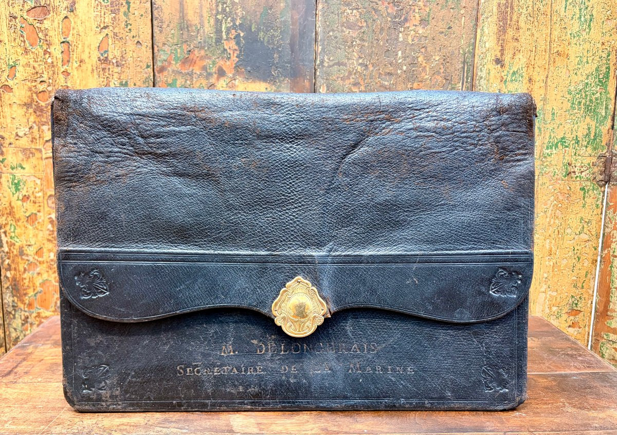 18th-century Leather Wallet/document Holder, "naval Secretary" By Mr. Delongerais -photo-2