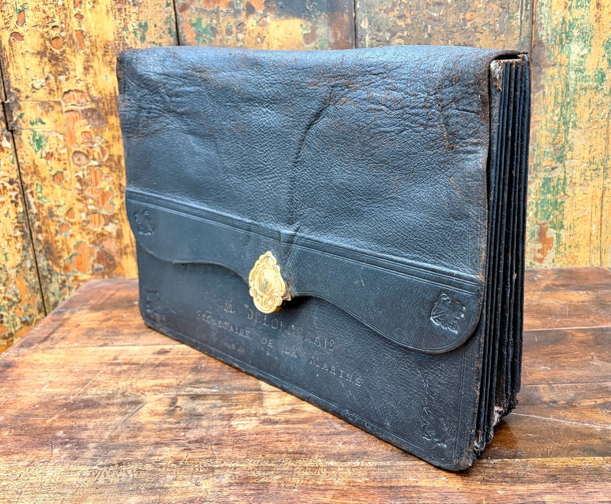 18th-century Leather Wallet/document Holder, "naval Secretary" By Mr. Delongerais -photo-3