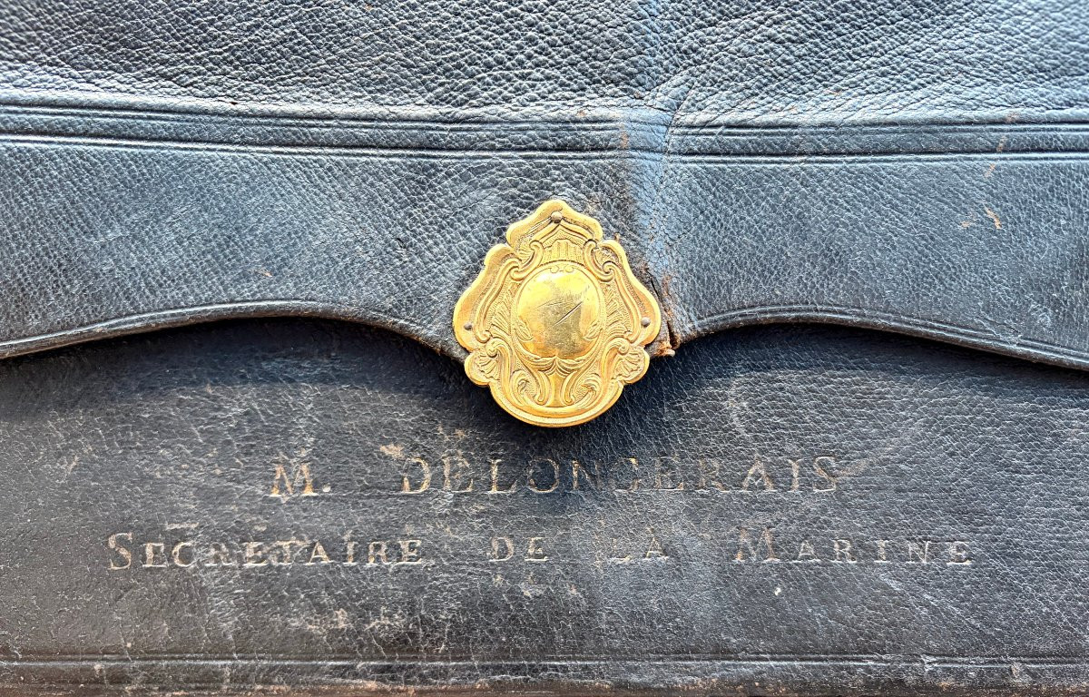 18th-century Leather Wallet/document Holder, "naval Secretary" By Mr. Delongerais -photo-1
