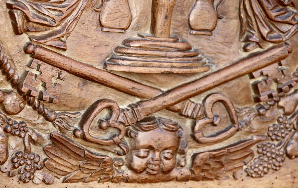 Carved Walnut Wood Panel From The 18th Century -photo-2