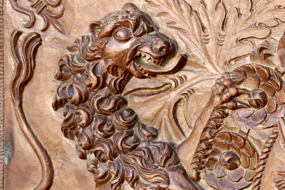 Carved Walnut Wood Panel From The 18th Century -photo-6