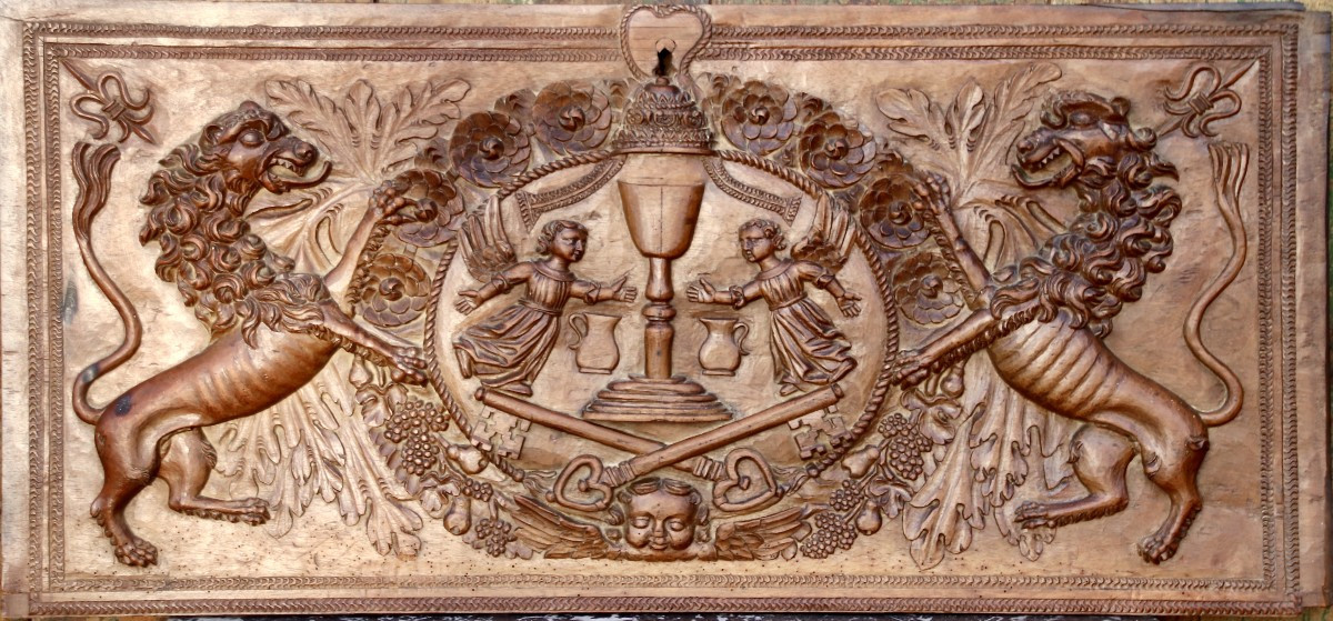 Carved Walnut Wood Panel From The 18th Century 