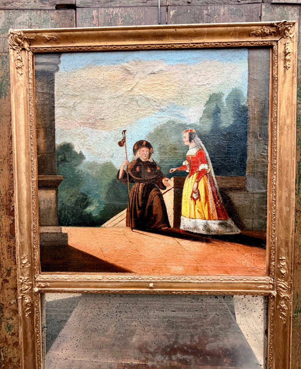 Trumeau XIXème scène à l'ecclésiastique -photo-1