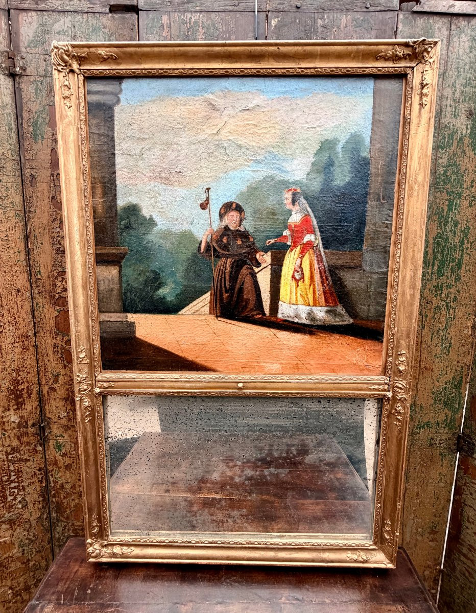 Trumeau XIXème scène à l'ecclésiastique -photo-2