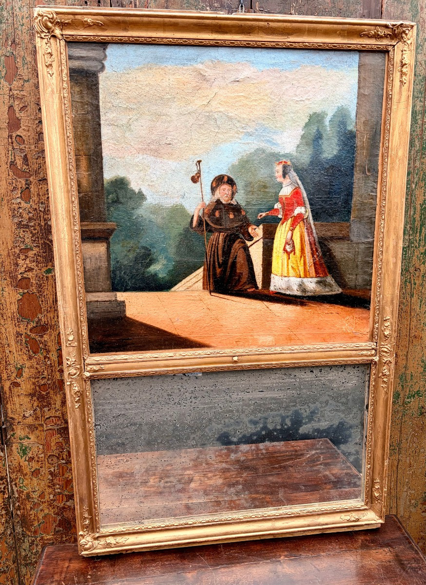 Trumeau XIXème scène à l'ecclésiastique 