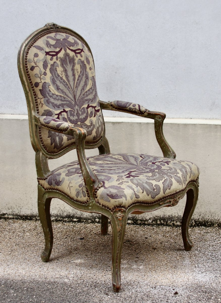 Pair Of 18th-century Queen Anne Style Armchairs With Flat Backs-photo-3